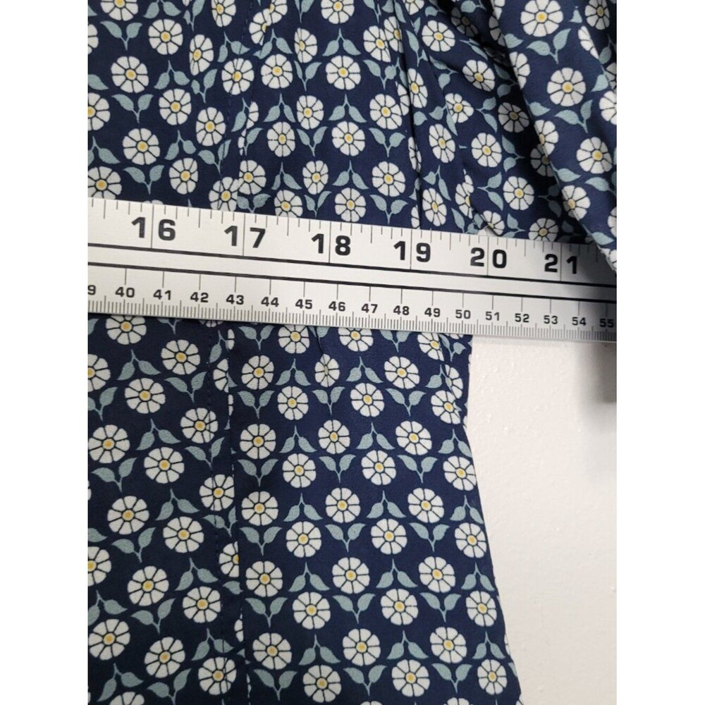 Max Studio navy blue white all over flower print button front long cute dress L - Picture 7 of 8